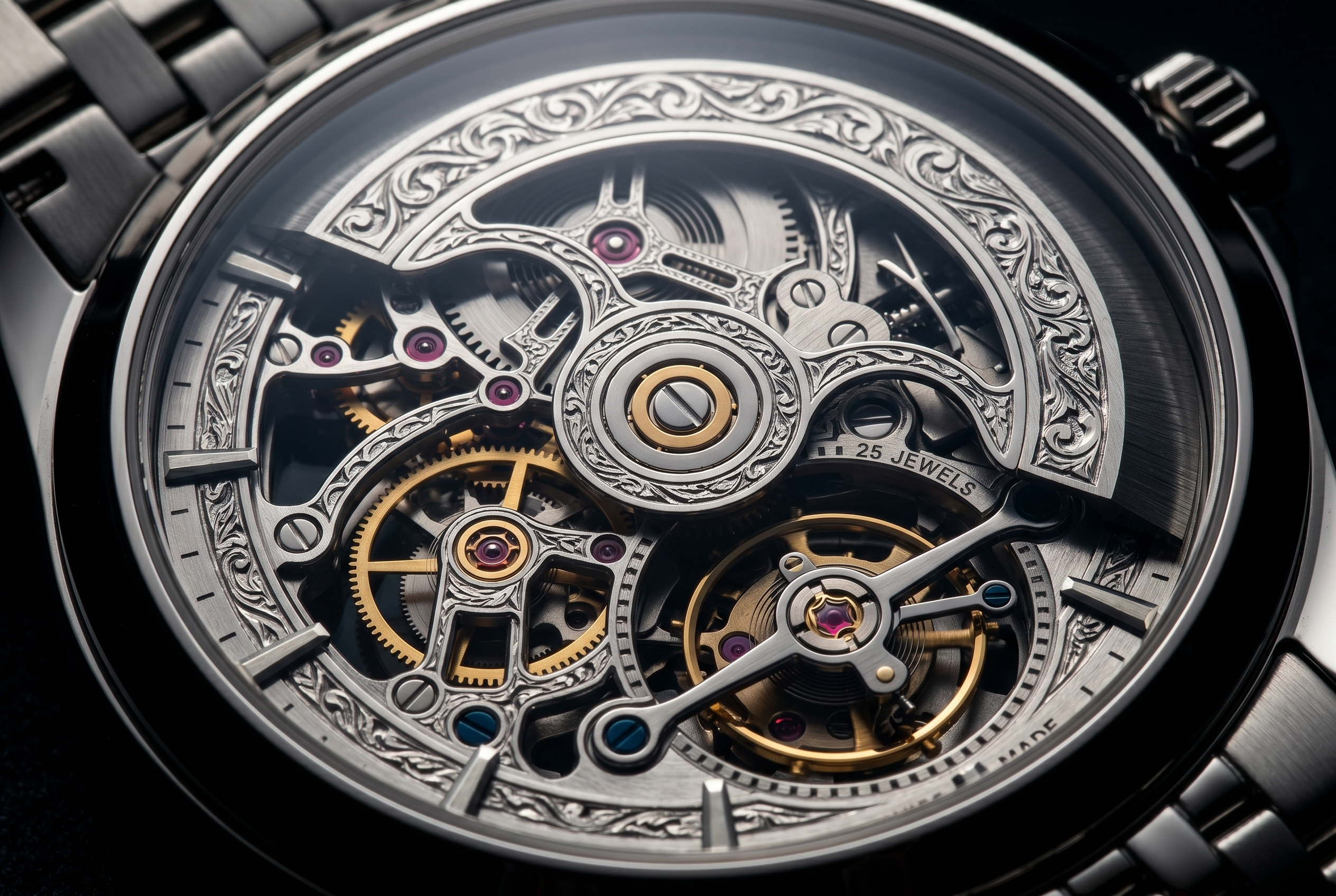 The skeletonized EL-01 movement